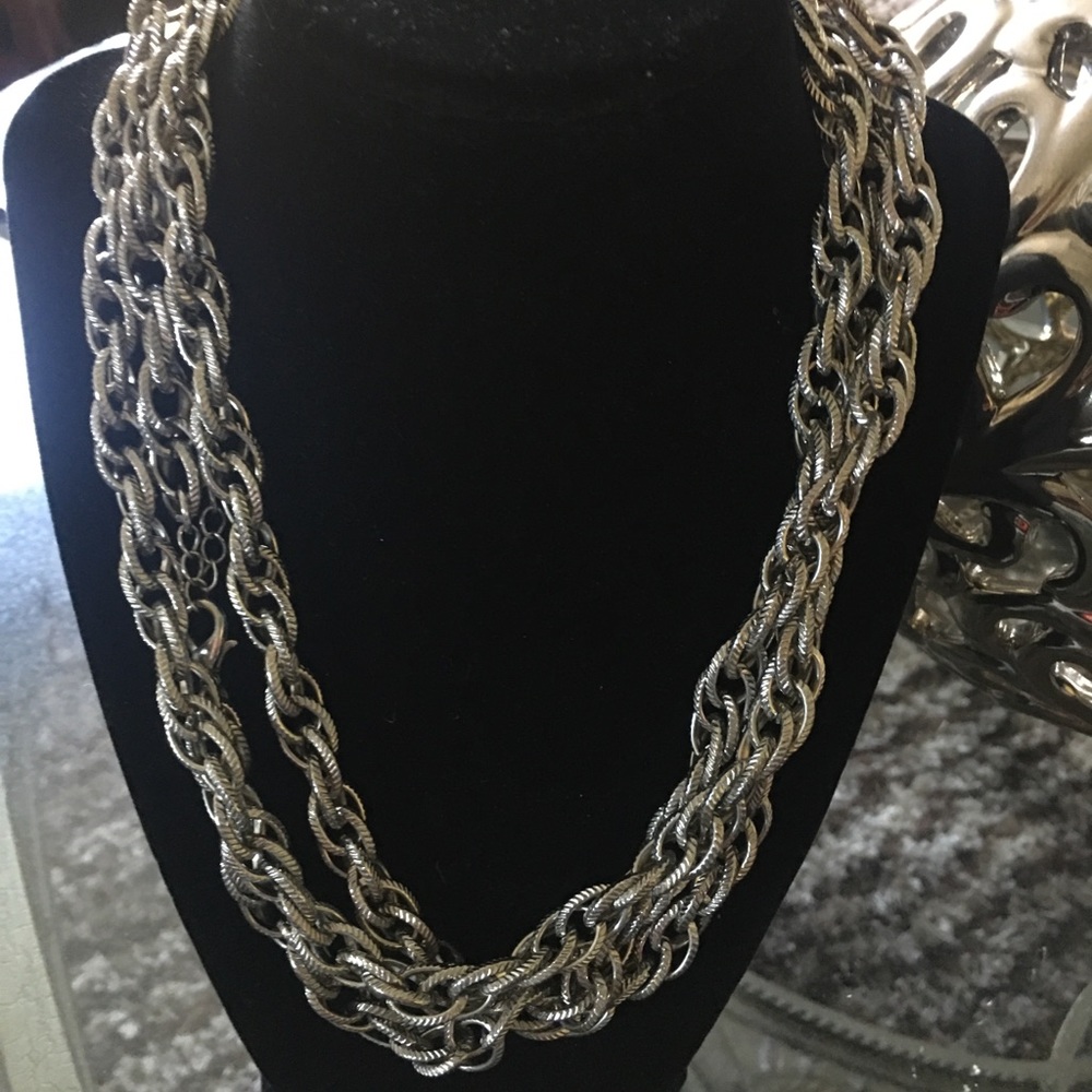 Silver tone long Chain Necklace